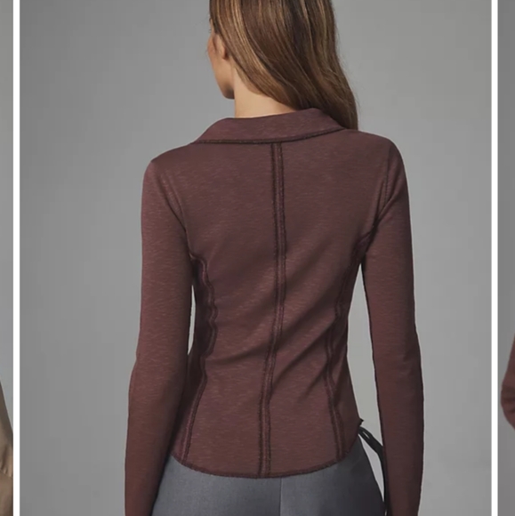 Pilcro Anthropologie Stitch long sleeve top brown Sz.XS - Picture 3 of 8